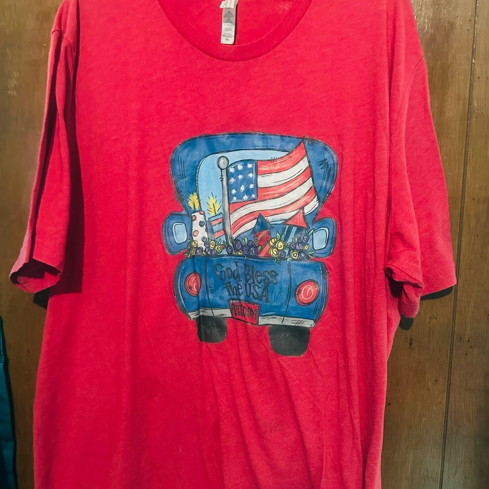 Bella Canvas Red Short Sleeve Tee with Patriotic Design